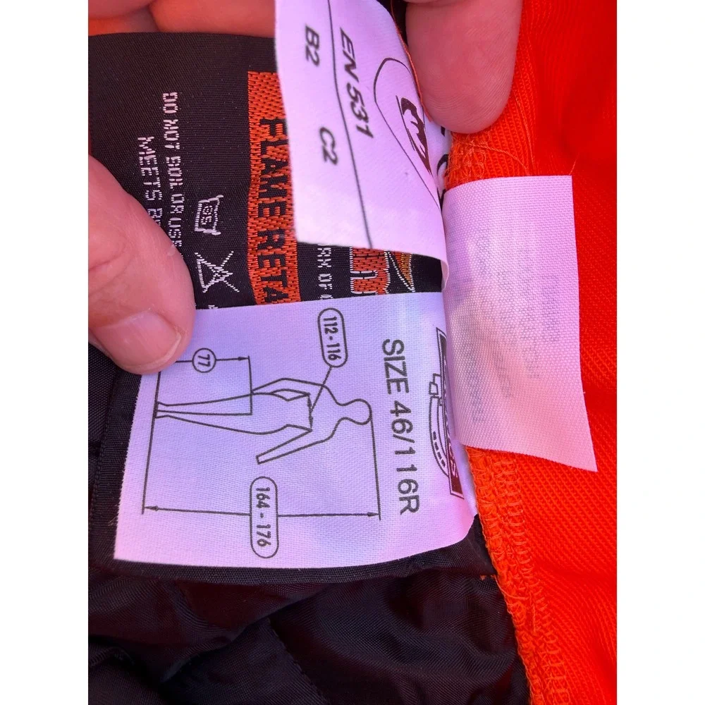 Flamemaster  FR Men's Flame Retardant Coveralls Orange Jumpsuit‎ EN 531 Size 46